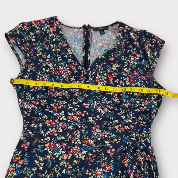 J. Crew Ruffle Front Mini Faux Wrap Dress Tapestry Floral Print Size 4 - Picture 5 of 6